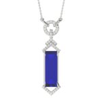 18K WHITE GOLD 7CTCT ROUND/RECTANGLE ONYX DIAMOND LADIES PENDANT WITH CHAIN