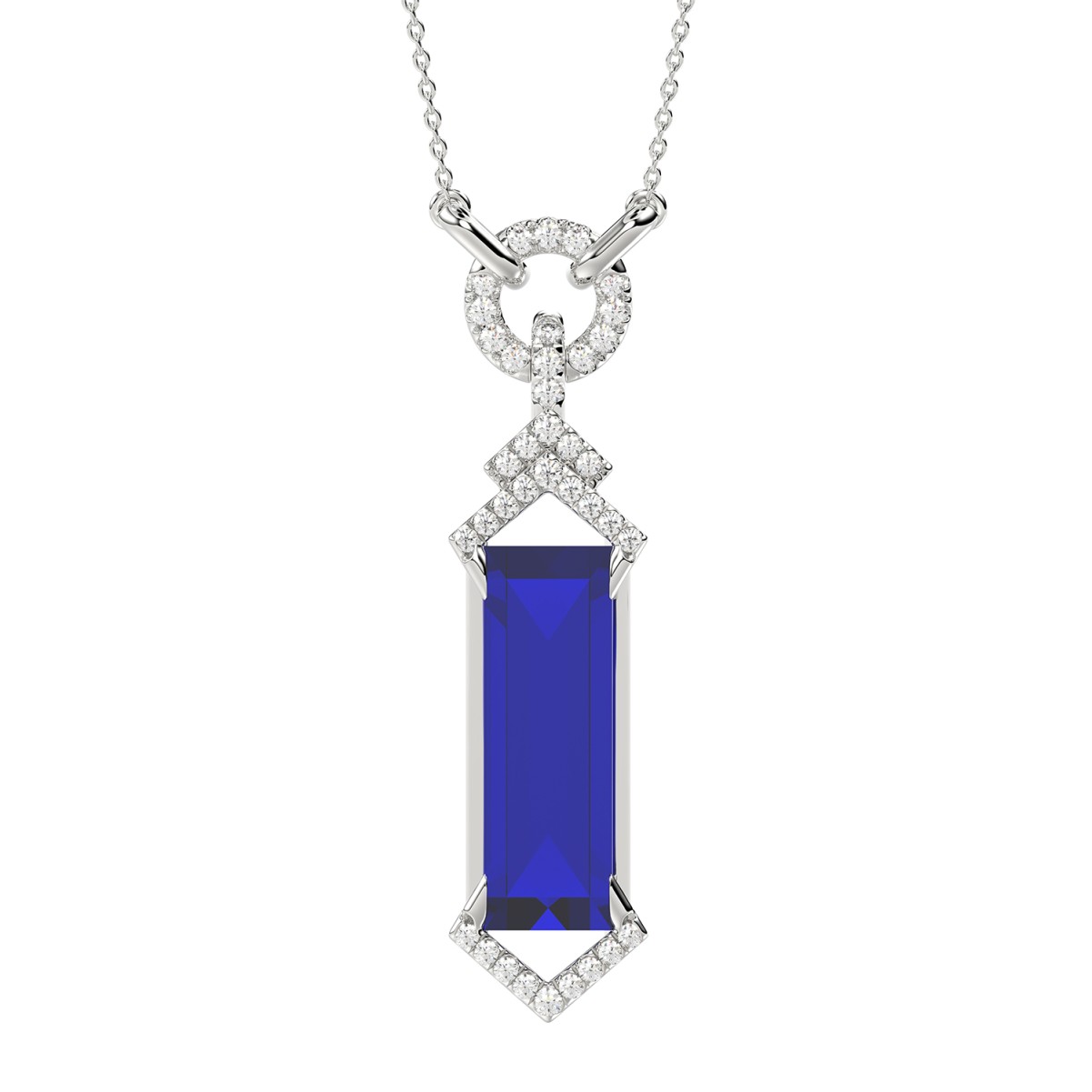 20342640_VA19378W-1201x1201.jpg 18K WHITE GOLD 7CTCT ROUND/RECTANGLE ONYX DIAMOND LADIES PENDANT WITH CHAIN - Image 1