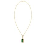 18K YELLOW GOLD 4 7/8CT ROUND/EMERALD/ONYX DIAMOND LADIES NECKLACE WITH CHAIN(COLOR STONE EMERALD DIAMOND 4 1/2CT) - Image 2
