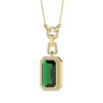 18K YELLOW GOLD 4 7/8CT ROUND/EMERALD/ONYX DIAMOND LADIES NECKLACE WITH CHAIN(COLOR STONE EMERALD DIAMOND 4 1/2CT) - Image 3