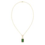 18K YELLOW GOLD 4 7/8CT ROUND/EMERALD/ONYX DIAMOND LADIES NECKLACE WITH CHAIN(COLOR STONE EMERALD DIAMOND 4 1/2CT) - Image 4