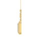 18K YELLOW GOLD 4 7/8CT ROUND/EMERALD/ONYX DIAMOND LADIES NECKLACE WITH CHAIN(COLOR STONE EMERALD DIAMOND 4 1/2CT) - Image 6