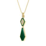 18K YELLOW GOLD 7 1/3CT ROUND/OCTAGON ONYX DIAMOND LADIES PENDANT WITH CHAIN - Image 2