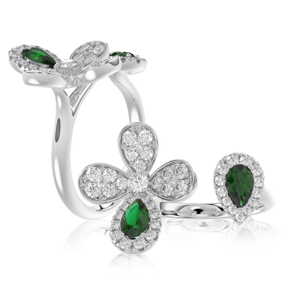 20342713_VA19455W-1201x1201.jpg 18K WHITE GOLD 7/8CT ROUND/PEAR DIAMOND LADIES RING - Image 1