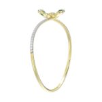 18K YELLOW GOLD 2CT ROUND/PEAR DIAMOND LADIES BANGLE(COLOR STONE PEAR GREEN EMERALD DIAMOND 1/2CT) - Image 2