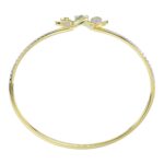 18K YELLOW GOLD 2CT ROUND/PEAR DIAMOND LADIES BANGLE(COLOR STONE PEAR GREEN EMERALD DIAMOND 1/2CT) - Image 3