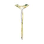 18K YELLOW GOLD 2CT ROUND/PEAR DIAMOND LADIES BANGLE(COLOR STONE PEAR GREEN EMERALD DIAMOND 1/2CT) - Image 4