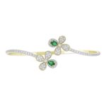 18K YELLOW GOLD 2CT ROUND/PEAR DIAMOND LADIES BANGLE(COLOR STONE PEAR GREEN EMERALD DIAMOND 1/2CT) - Image 5