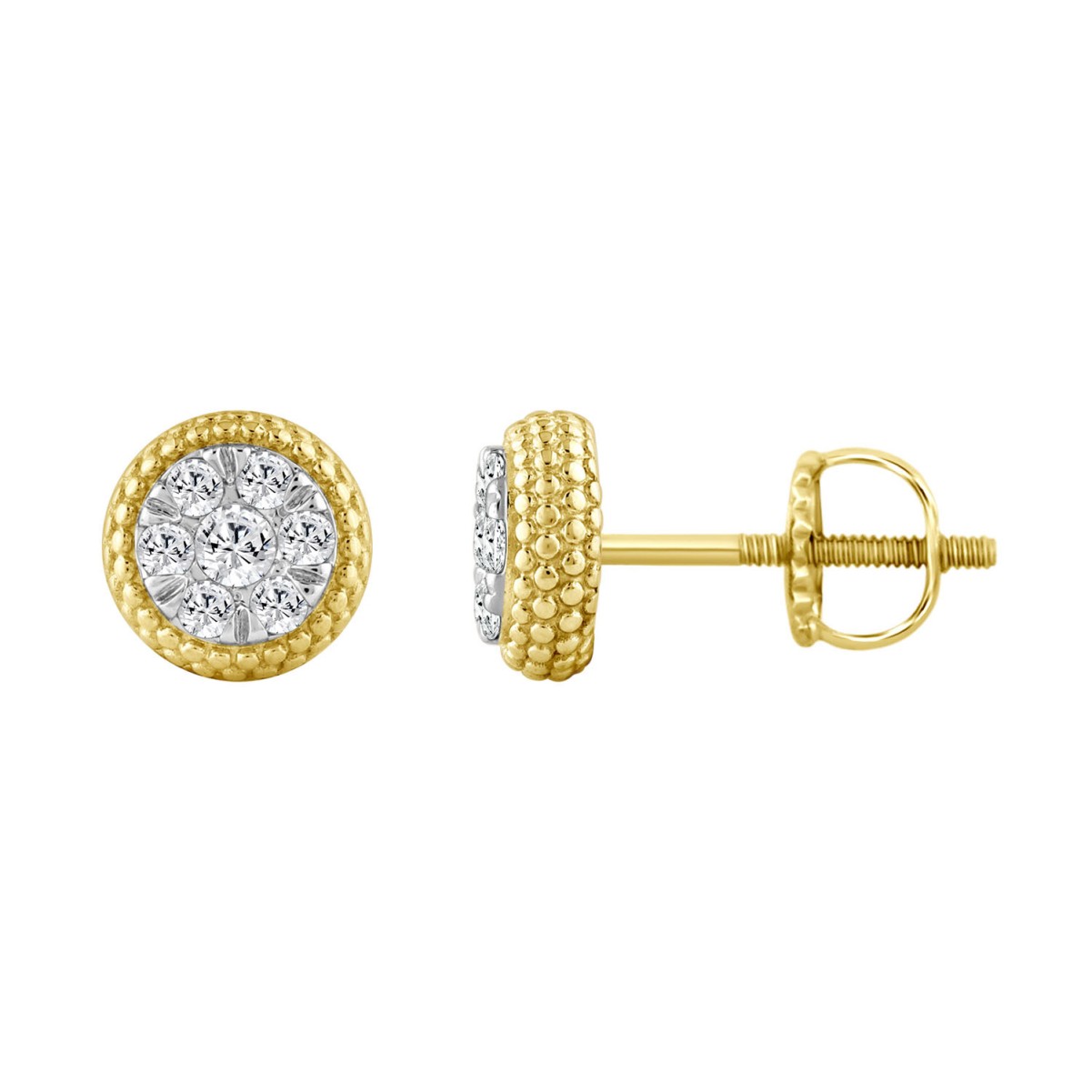 20342915_VA33930Y-1201x1201.jpg STERLING SILVER YELLOW 1/3CT ROUND DIAMOND LADIES EARRINGS - Image 1