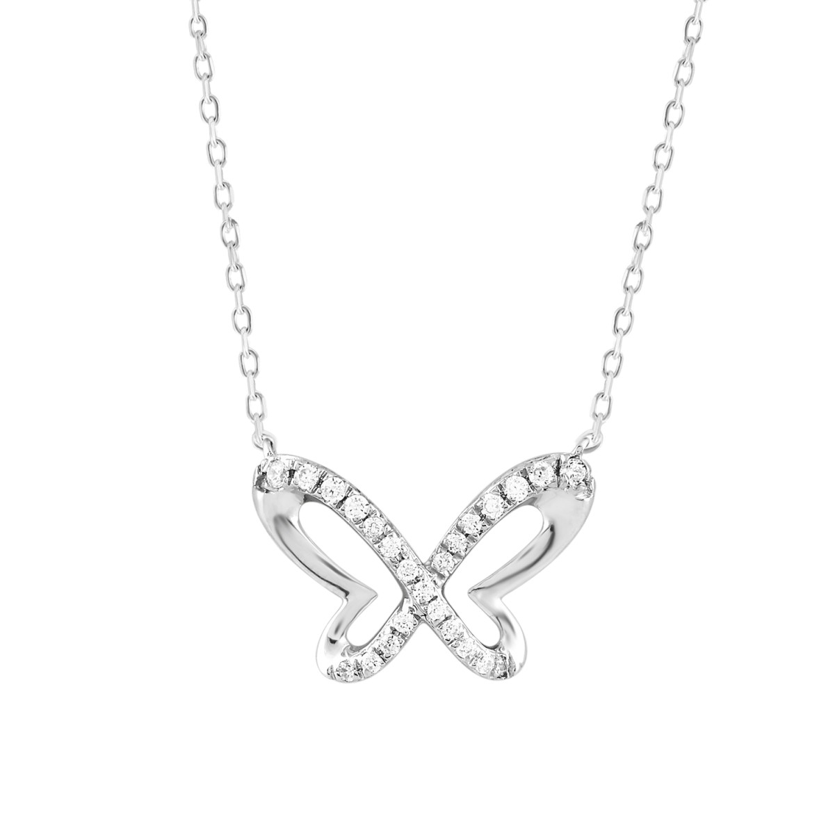 20342926_VA21506W-10K-1201x1201.jpg 10K WHITE GOLD 1/6CT ROUND DIAMOND LADIES NECKLACE - Image 1