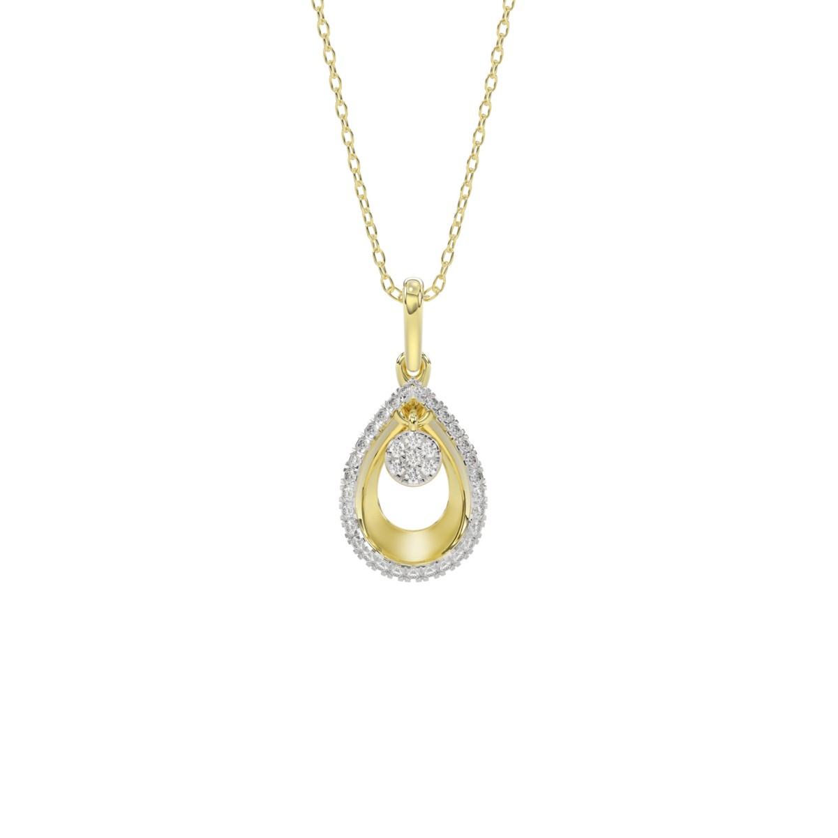 20343941_VA33941Y-1201x1201.jpg STERLING SILVER YELLOW 1/10CT ROUND DIAMOND LADIES PENDANT WITH CHAIN - Image 1