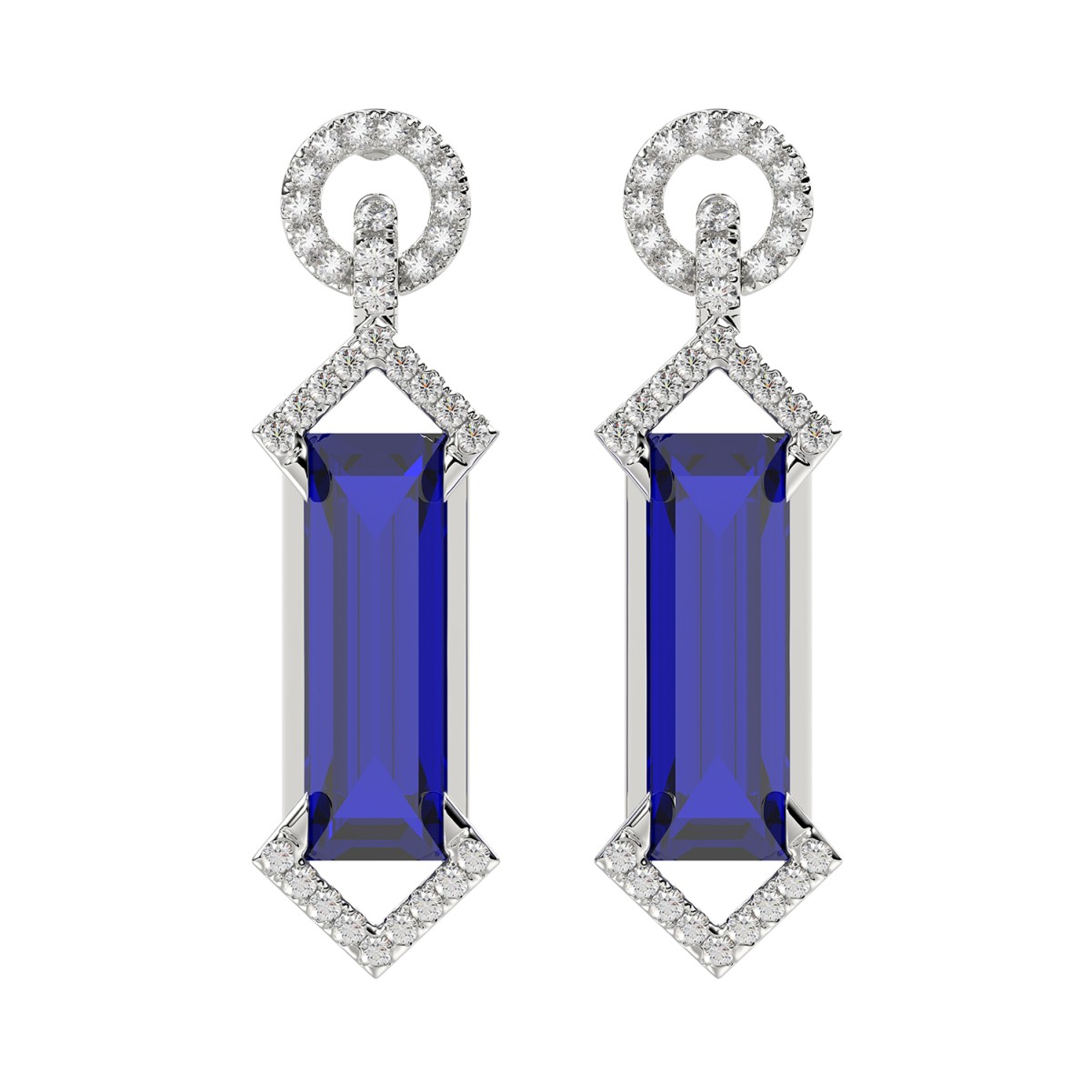 20343945_VA19394W-1201x1201.jpg 18K WHITE GOLD 10CT ROUND/RECTANGLE ONYX DIAMOND LADIES EARRINGS - Image 1
