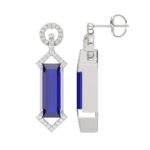 18K WHITE GOLD 10CT ROUND/RECTANGLE ONYX DIAMOND LADIES EARRINGS - Image 3