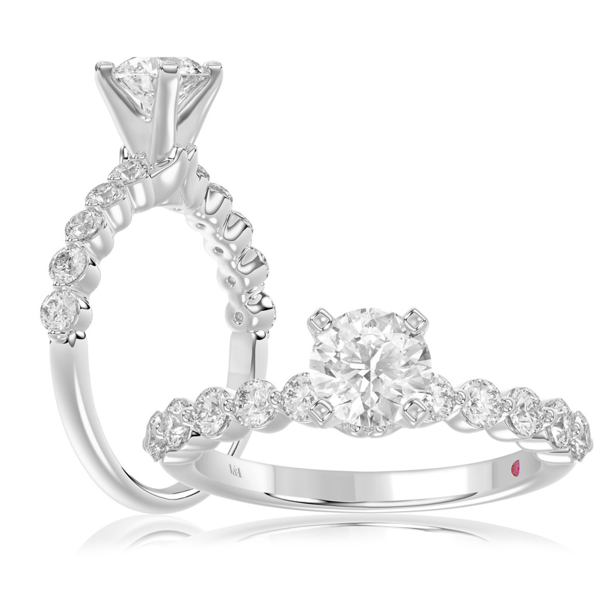 20343954_VA14802W-AB-14K-1201x1201.jpg 14K WHITE GOLD 1/2CT ROUND DIAMOND LADIES SEMI MOUNT RING (CENTER STONE ROUND DIAMOND 1CT) - Image 1