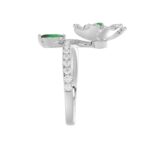 18K WHITE GOLD 7/8CT ROUND/MARQUISE DIAMOND LADIES RING(COLOR STONE GREEN EMERALD ROUND DIAMOND 1/20CT/MARQUISE DIAMOND 1/3CT) - Image 5