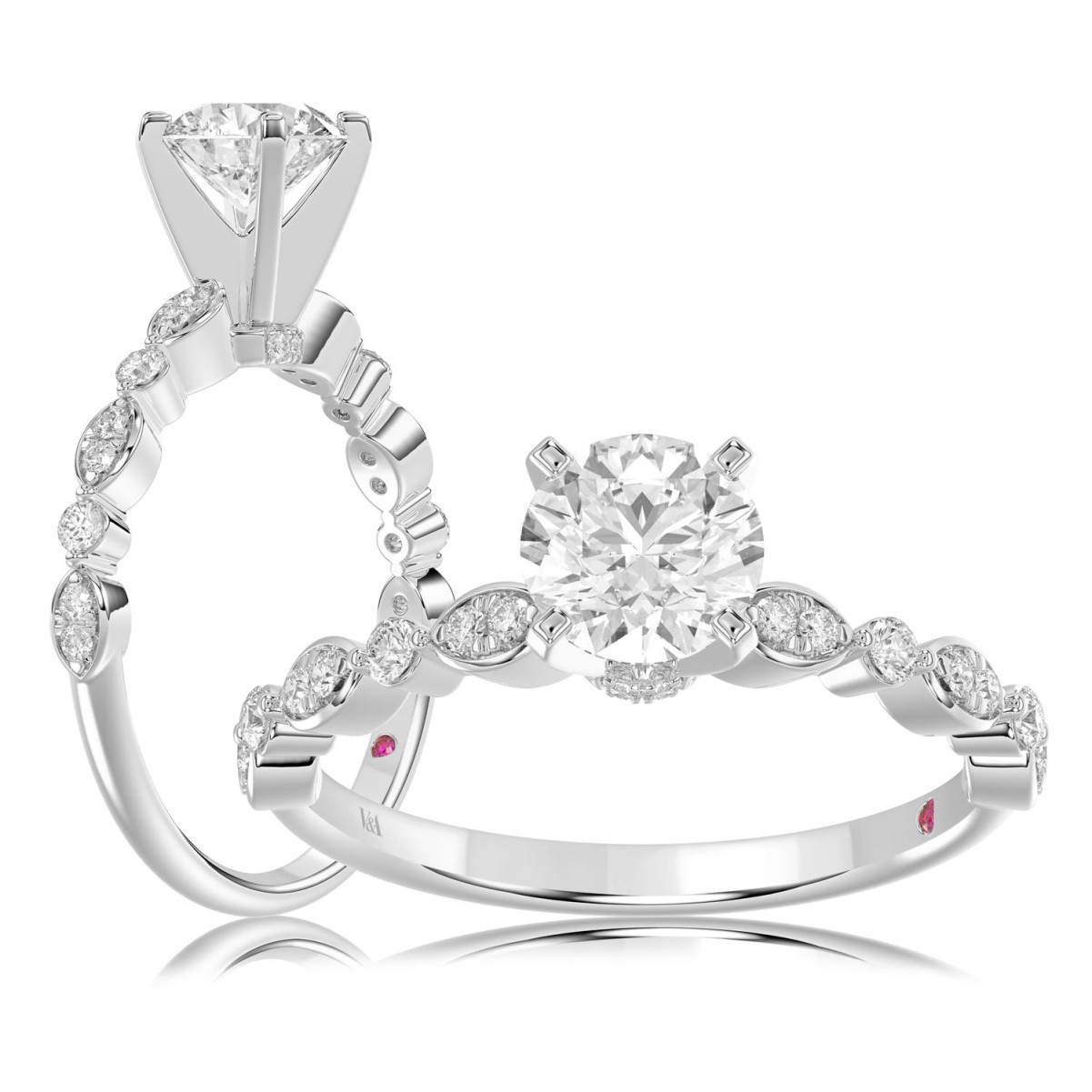 20345047_VA13820W-AB-14K-1201x1201.jpg 14K WHITE GOLD 1/4CT ROUND DIAMOND LADIES SEMI MOUNT RING (CENTER STONE ROUND DIAMOND 1CT) - Image 1
