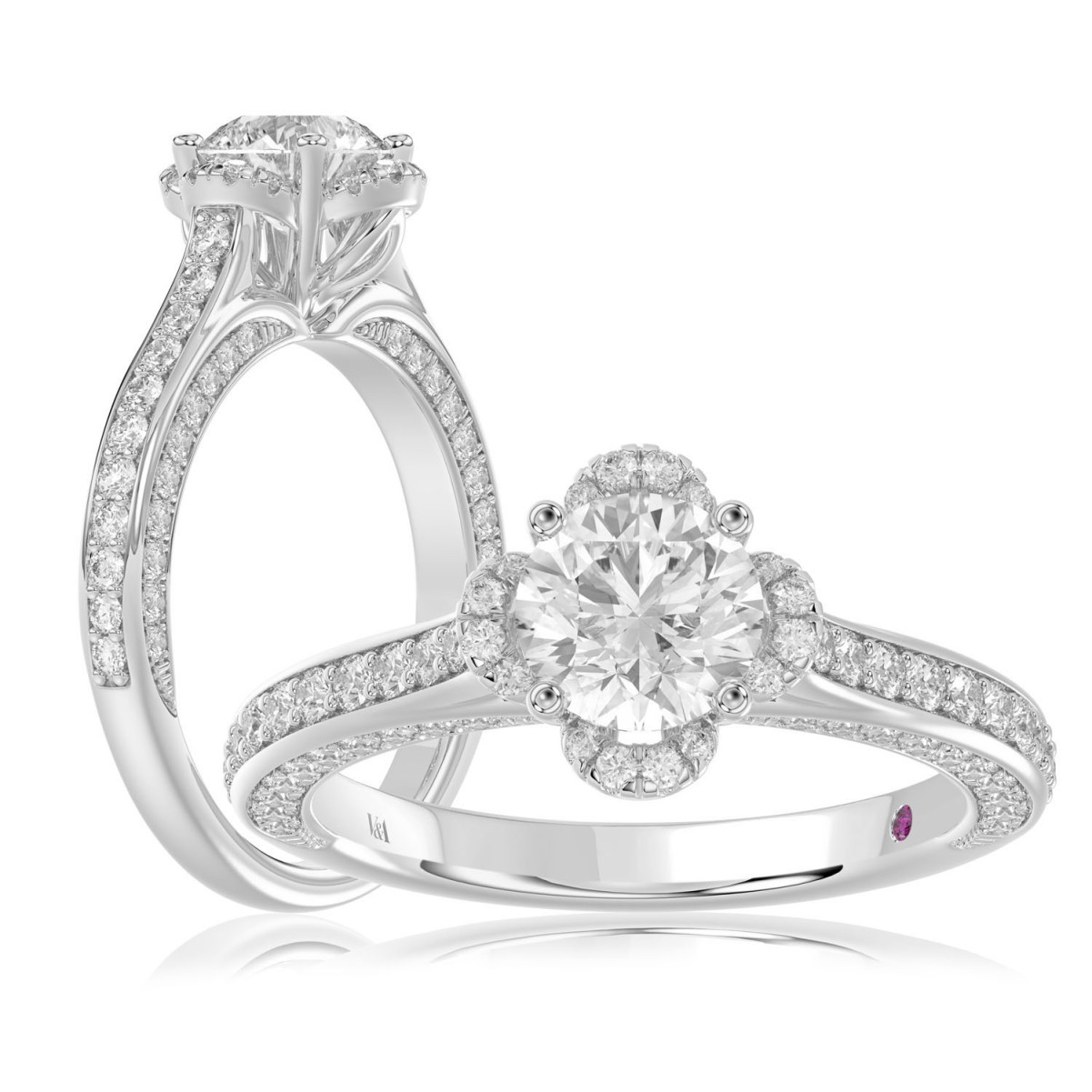 20347557_VA18622W-AB-14K-1201x1201.jpg 14K WHITE GOLD 1/2CT ROUND DIAMOND LADIES SEMI MOUNT RING (CENTER STONE ROUND DIAMOND 1CT) - Image 1