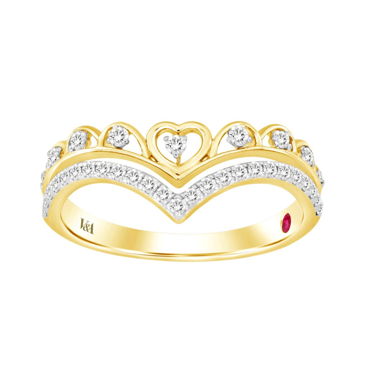 20347622_VA21872Y-14K-1201x1201.jpg 14K YELLOW GOLD 1/4CT ROUND DIAMOND LADIES RING - Image 1
