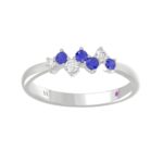 10K WHITE GOLD 1/4CT ROUND DIAMOND LADIES RING (ROUND BLUE SAPPHIRE DIAMOND 1/8CT)