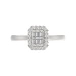 18K WHITE GOLD 1/5CT ROUND/BAGUETTE DIAMOND LADIES FASHION RING - Image 6