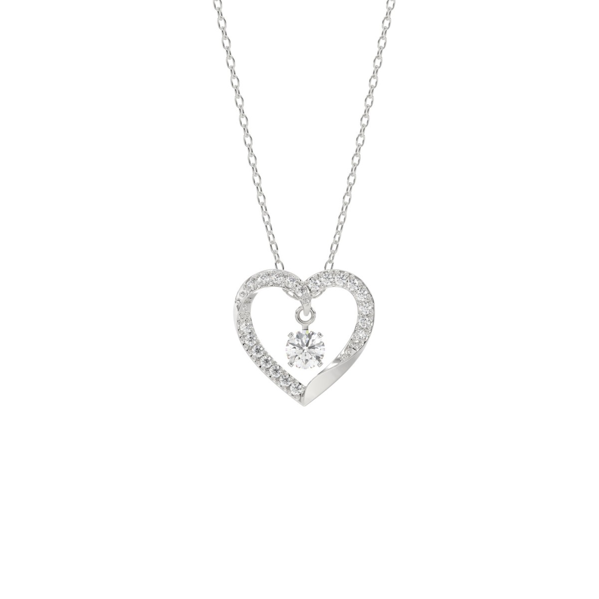 20352025_VA33418W-10K-1201x1201.jpg 10K WHITE GOLD 1/4CT ROUND DIAMOND LADIES PENDANT WITH CHAIN - Image 1