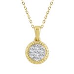 STERLING SILVER YELLOW 1/5CT ROUND DIAMOND LADIES PENDANT WITH CHAIN