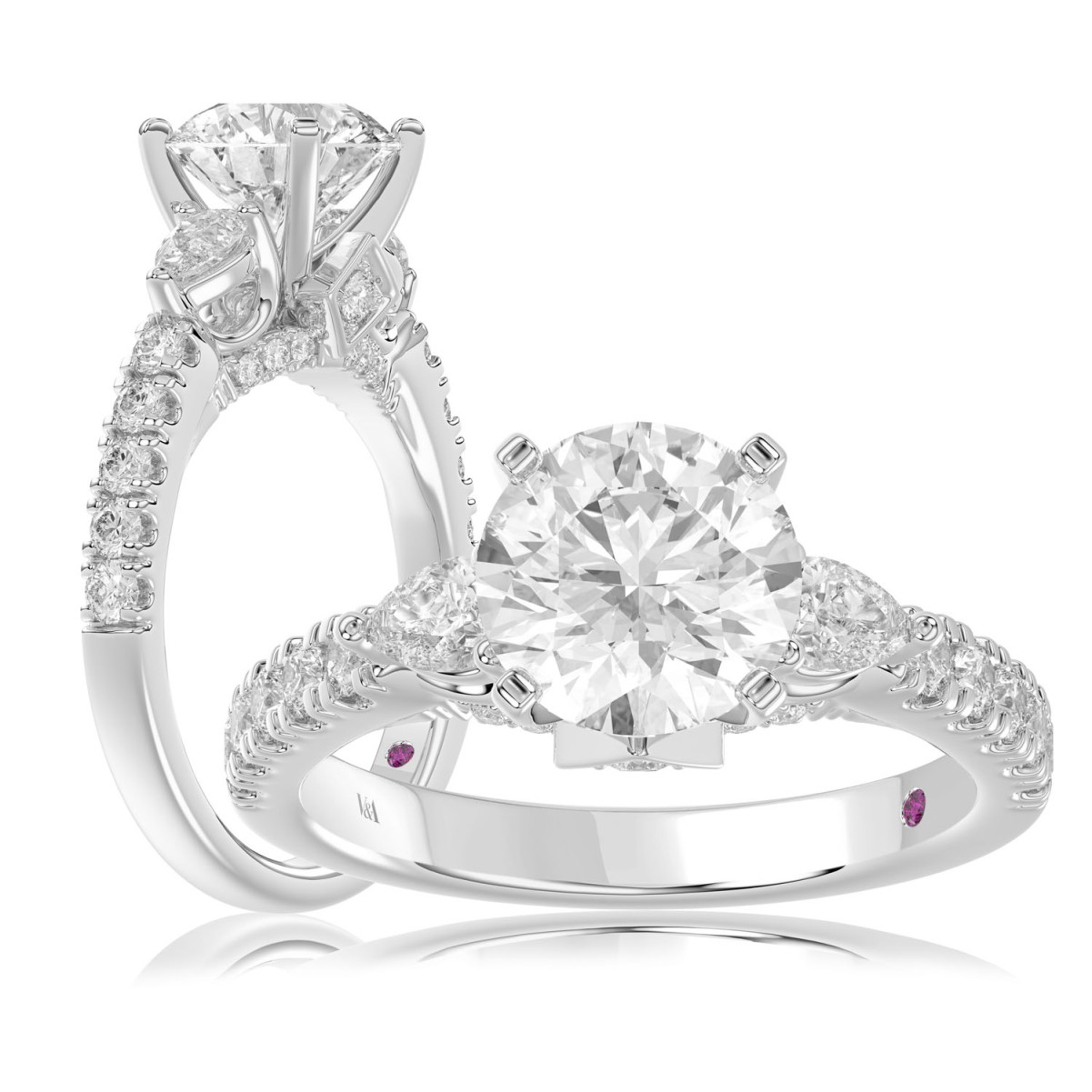 20353362_VA20831W-AB-14K-1201x1201.jpg 14K WHITE GOLD 3/4CT ROUND/PEAR DIAMOND LADIES SEMI MOUNT RING (CENTER STONE ROUND DIAMOND 2CT) - Image 1