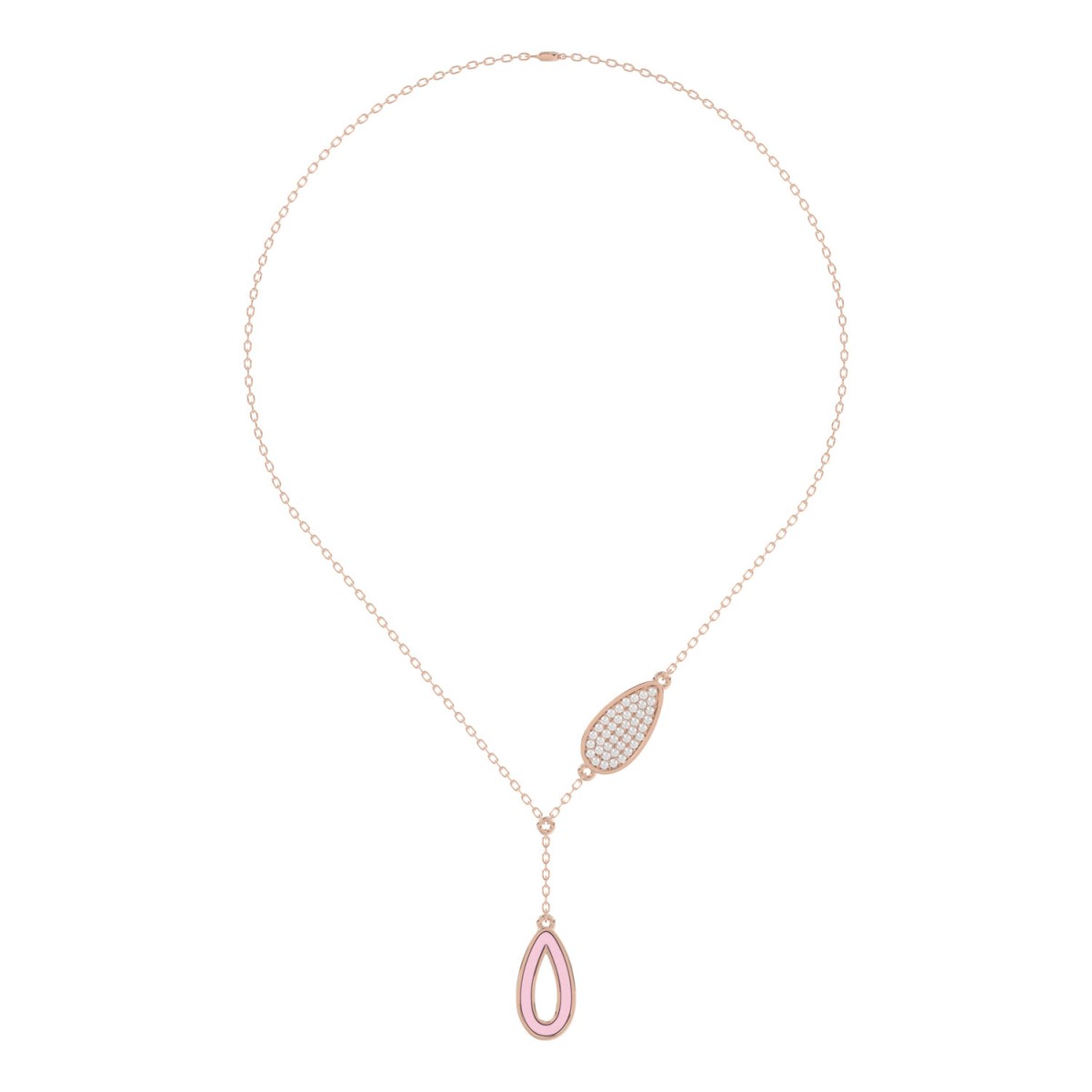 20385582_VA23400R-PNK-1201x1201.jpg 18K ROSE GOLD 1/6CT ROUND DIAMOND LADIES NECKLACE (AURORA PINK ENAMEL) - Image 1