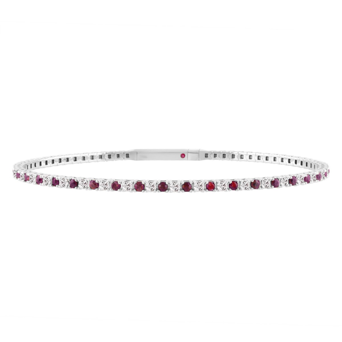 20386494_VA33096W-1201x1201.jpg 14K WHITE GOLD 2 1/2CT ROUND/ROUND RUBY DIAMOND LADIES FLEXIBLE BANGLE - Image 1