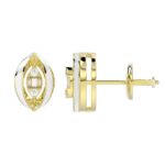 18K YELLOW GOLD 1/10CT ROUND/BAGUETTE DIAMOND LADIES EARRINGS (SOFT WHITE ENAMEL) - Image 2