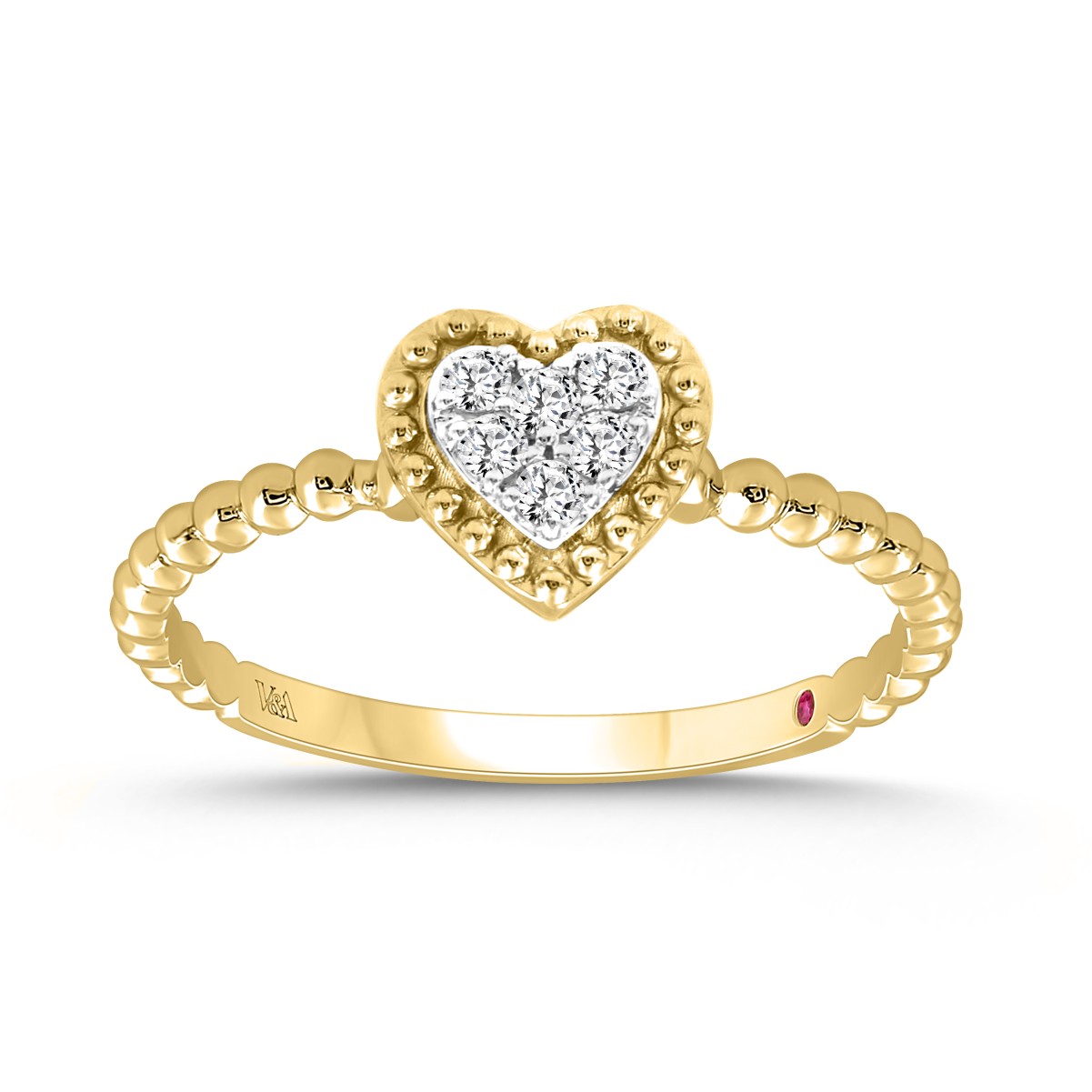 20404942_VA23812Y-10K-1201x1201.jpg 10K YELLOW GOLD 1/10CT ROUND DIAMOND PINK SAPPHIRE DIAMOND LADIES RING - Image 1