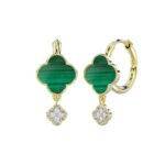 18K YELLOW GOLD 1/10CT ROUND DIAMOND LADIES EARRINGS - Image 3