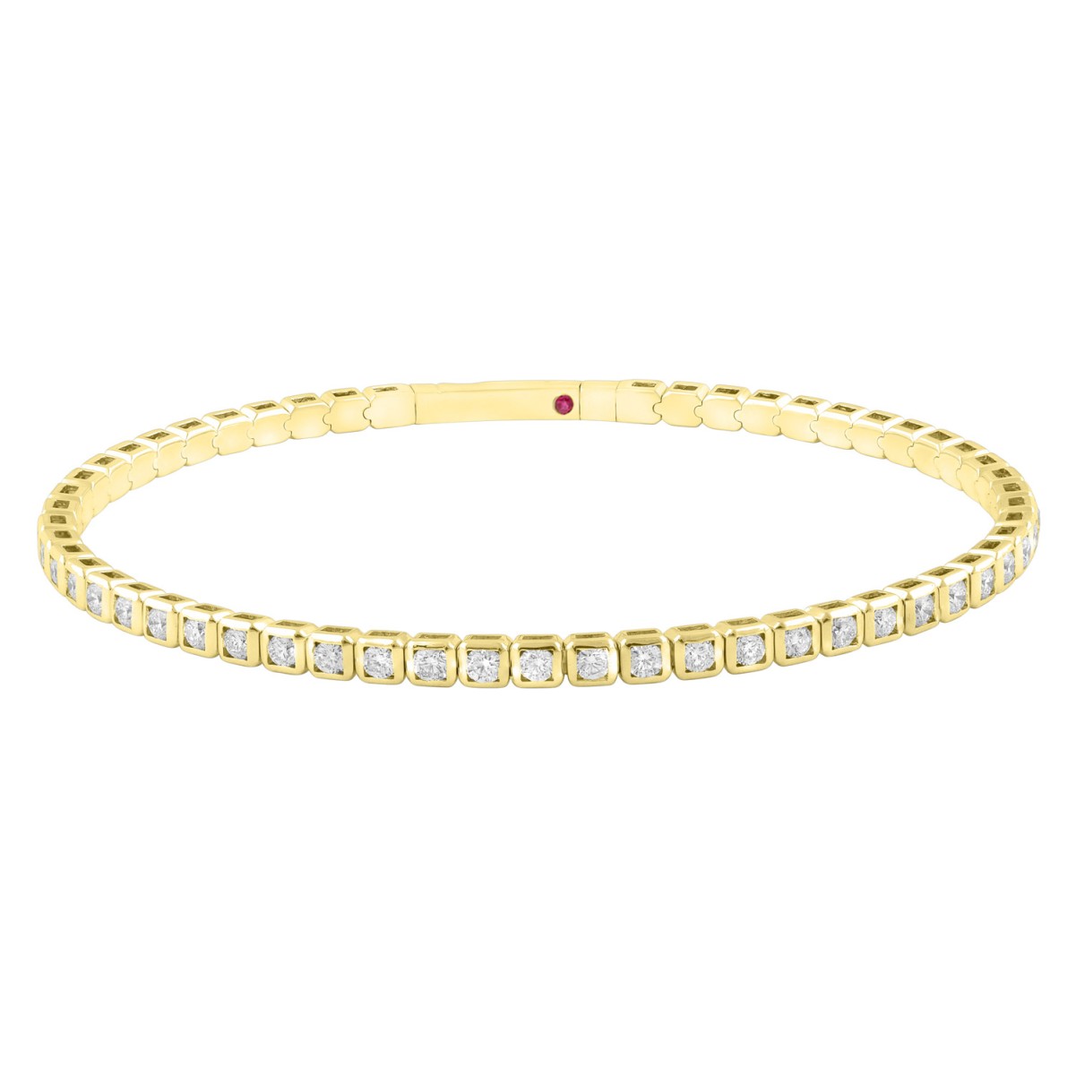 20445647_VA33074Y-1201x1201.jpg 14K YELLOW GOLD 1 7/8CT ROUND DIAMOND LADIES FLEXIBLE BANGLE - Image 1