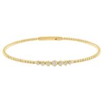14K YELLOW GOLD 1/4CT ROUND DIAMOND LADIES BANGLE