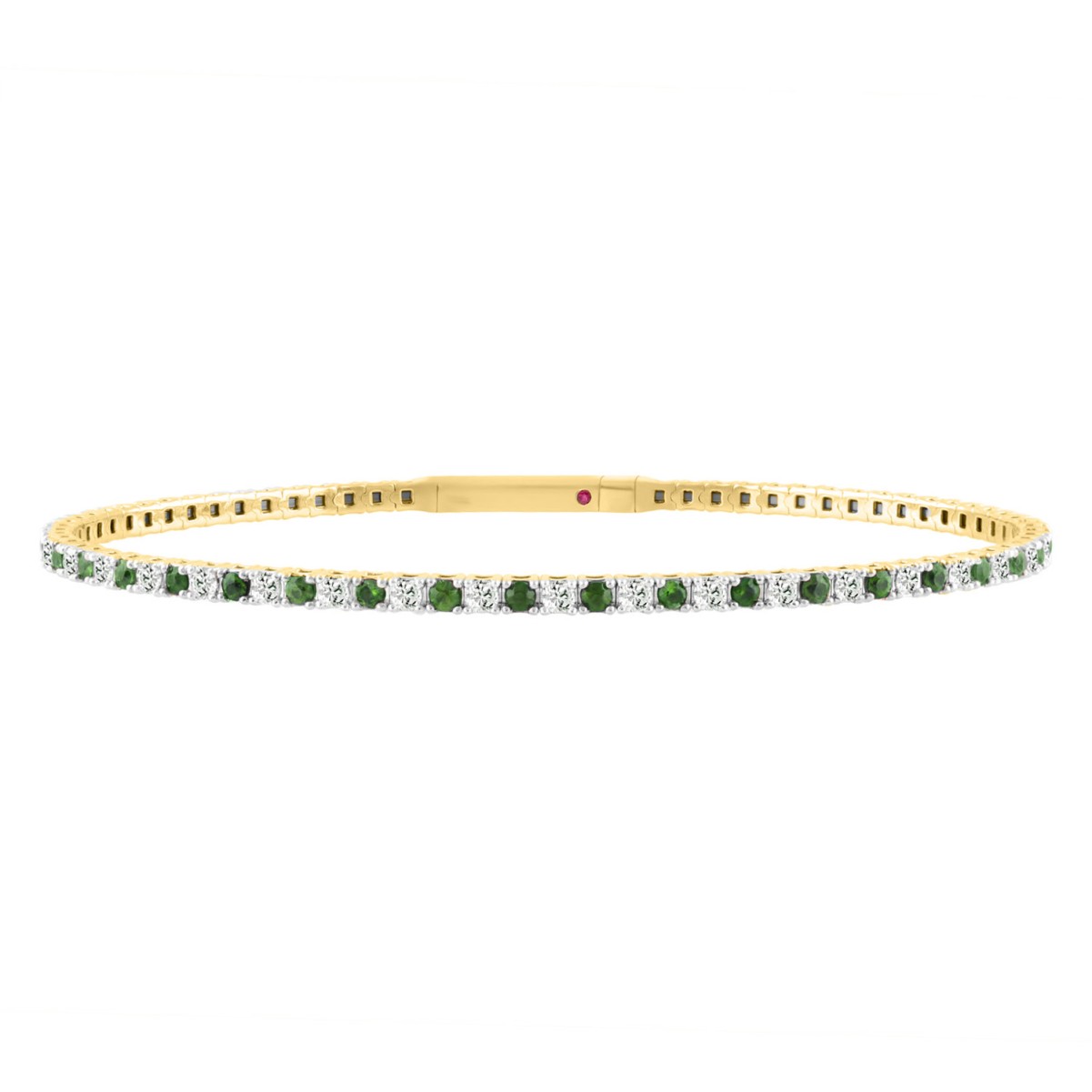 20445655_VA33104Y-1201x1201.jpg 14K YELLOW GOLD 2 1/2CT ROUND/ROUND EMERALD DIAMOND LADIES FLEXIBLE BANGLE - Image 1