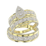 LADIES TRIO SET 1.00CT ROUND/BAGUETTE DIAMOND 10K YELLOW GOLD