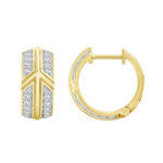 LADIES HOOPS EARRINGS 0.50CT ROUND DIAMOND 10K YELLOW GOLD