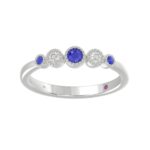 10K WHITE GOLD 1/3CT ROUND DIAMOND LADIES RING (ROUND BLUE SAPPHIRE DIAMOND 1/5CT)