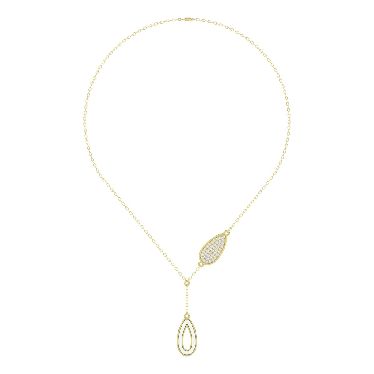 20750745_VA23400Y-WIT-1201x1201.jpg 18K YELLOW GOLD 1/6CT ROUND DIAMOND LADIES NECKLACE (SOFT WHITE ENAMEL) - Image 1
