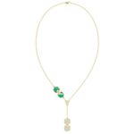 18K YELLOW GOLD 1/6CT ROUND DIAMOND MALACHITE LADIES NECKLACE
