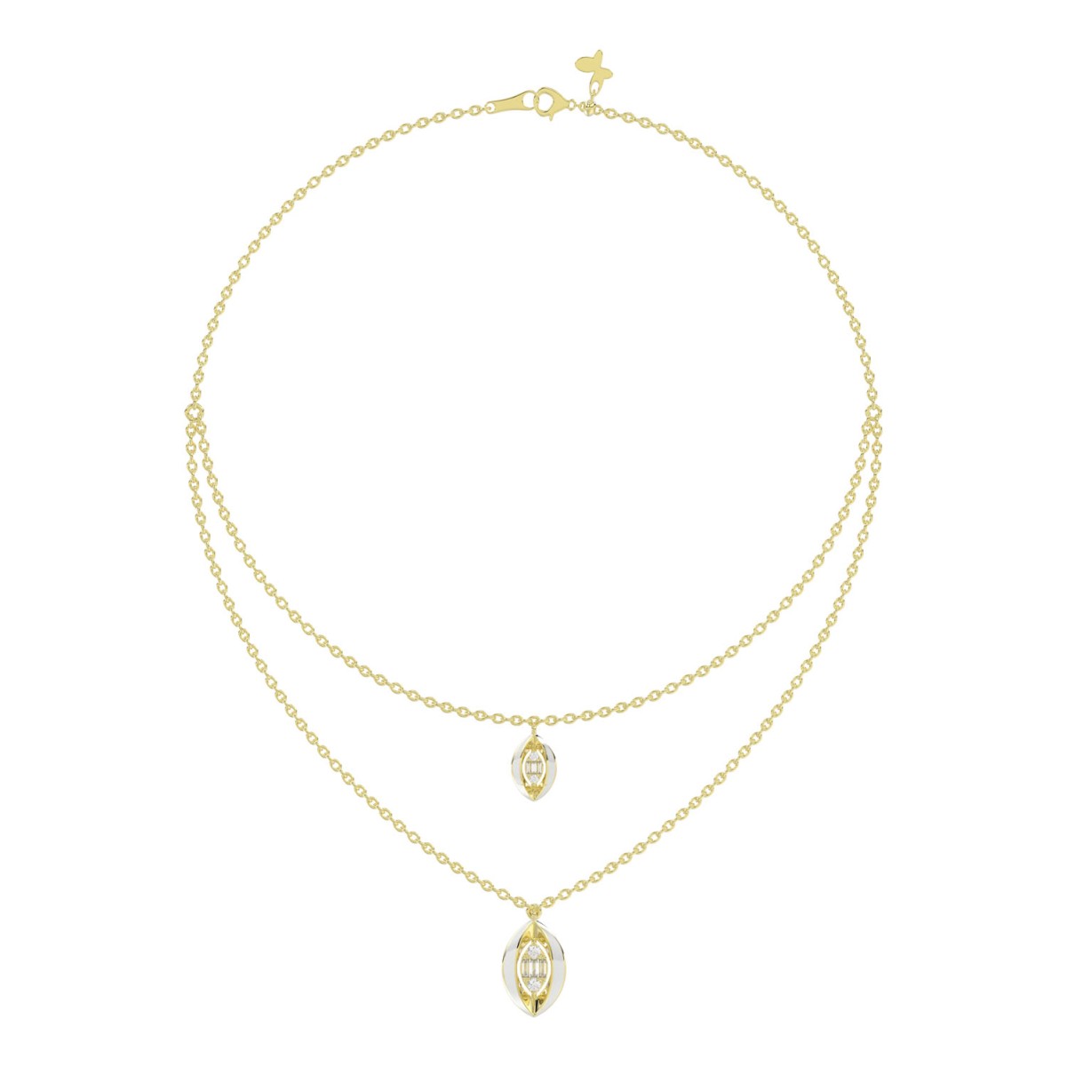 20750771_VA23469Y-WIT-1201x1201.jpg 18K YELLOW GOLD 1/6CT ROUND/BAGUETTE DIAMOND LADIES NECKLACE (SOFT WHITE ENAMEL) - Image 1