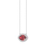 14K WHITE GOLD 7/8CT ROUND/MARQUISE/PINK SAPPHIRE DIAMOND LADIES NECKLACE (CENTER STONE RUBY MARQUISE DIAMOND 3/4CT) - Image 2