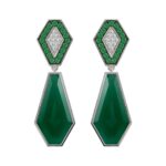 18K WHITE GOLD 18 1/2CT ROUND/OCTAGON/ONYX DIAMOND LADIES EARRINGS