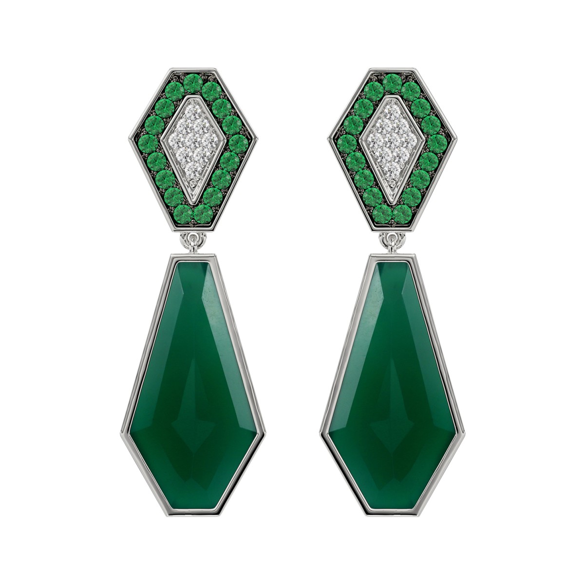 20750843_VA19416W-1201x1201.jpg 18K WHITE GOLD 18 1/2CT ROUND/OCTAGON/ONYX DIAMOND LADIES EARRINGS - Image 1