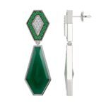 18K WHITE GOLD 18 1/2CT ROUND/OCTAGON/ONYX DIAMOND LADIES EARRINGS - Image 3