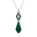 18K WHITE GOLD 7 1/3CT ROUND/OCTAGON ONYX DIAMOND LADIES PENDANT WITH CHAIN