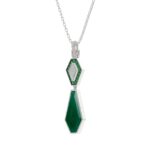 18K WHITE GOLD 7 1/3CT ROUND/OCTAGON ONYX DIAMOND LADIES PENDANT WITH CHAIN - Image 2