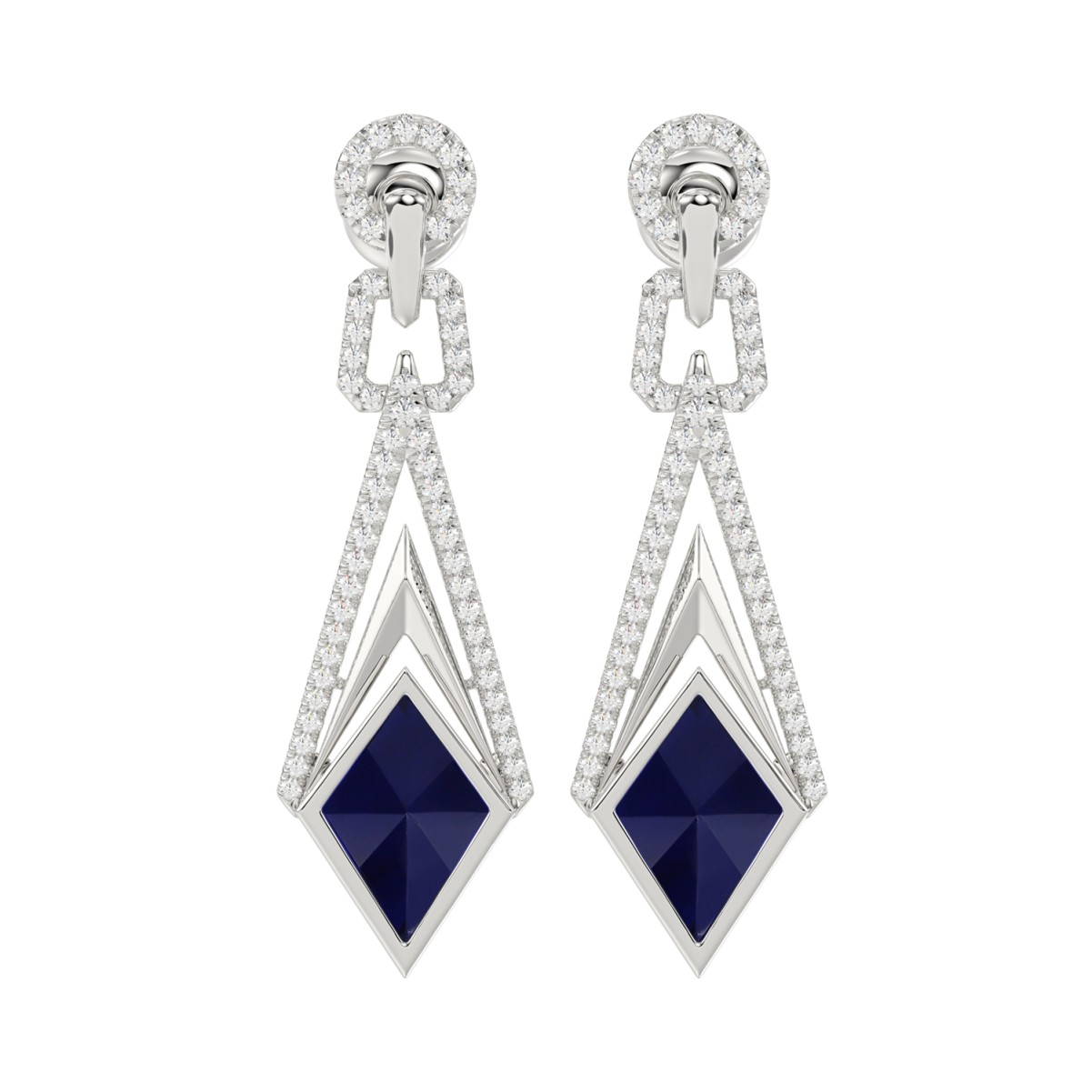 20750899_VA19305W-1201x1201.jpg 18K WHITE GOLD 5CT ROUND/ONYX DIAMOND LADIES EARRINGS(COLOR STONE ONYX DIAMOND 4 1/2CT) - Image 1