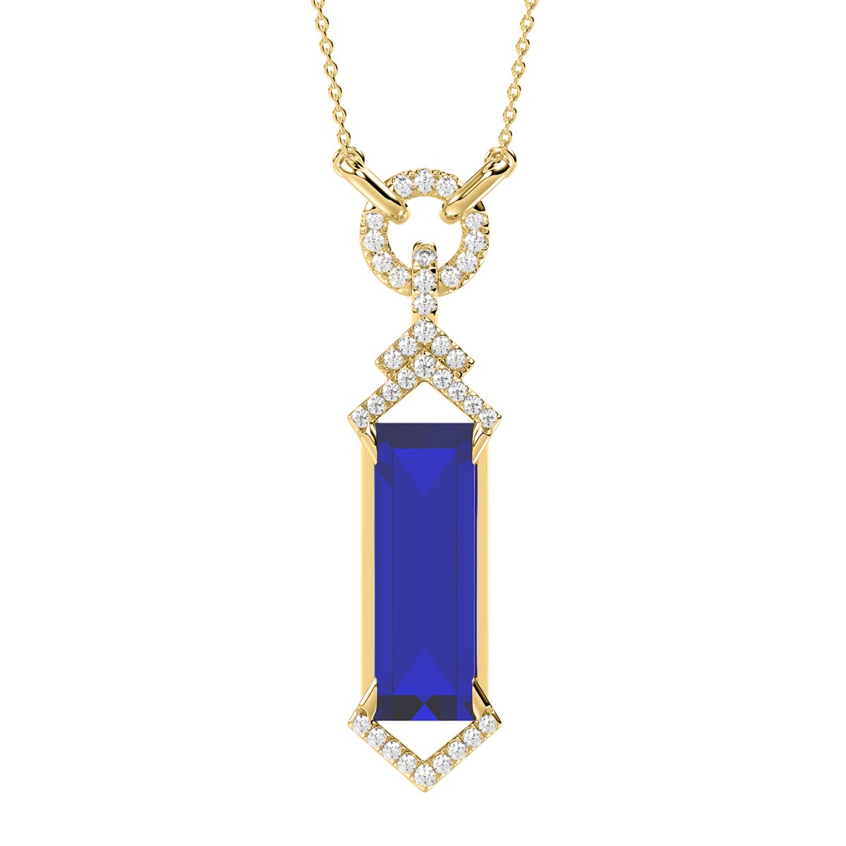 20753062_VA19378Y-1201x1201.jpg 18K YELLOW GOLD 7CT ROUND/RECTANGLE ONYX DIAMOND LADIES PENDANT WITH CHAIN - Image 1