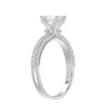 14K WHITE GOLD 1/2CT ROUND DIAMOND LADIES SEMI MOUNT RING(CENTER STONE MOUNT EMERALD DIAMOND 1CT) - Image 3